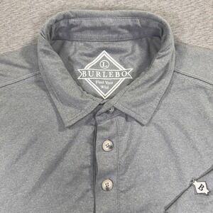 Burlebo Performance Polo Shirt Men L Gray Solid Short Sleeve Stretch Golf Tennis